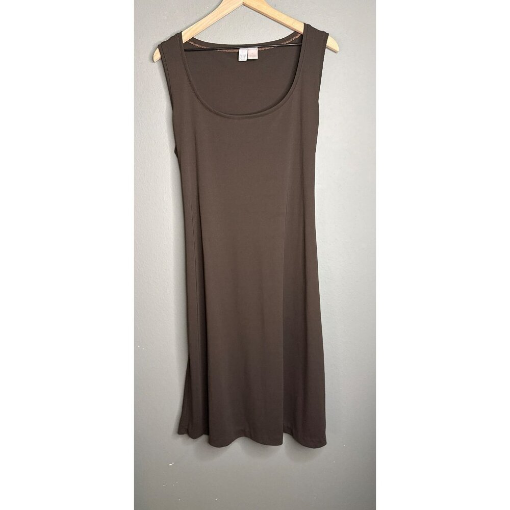 VTG City DKNY Women's XL Brown Black Tie Waist Sleeveless Scoopneck LBD